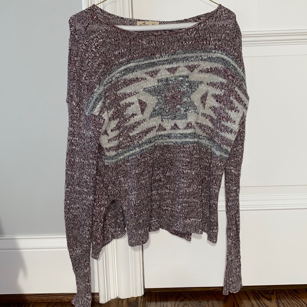 Maroon Patterned Hollister Sweater Size M/L